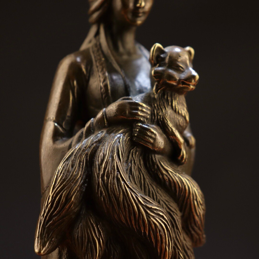 Copper Nine-tailed Fox Fairy Statue, Chinese Antiques Ornament - Etsy