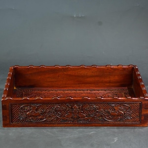 Antique Chinese hand-carved exquisite rare rosewood tea tray ornaments