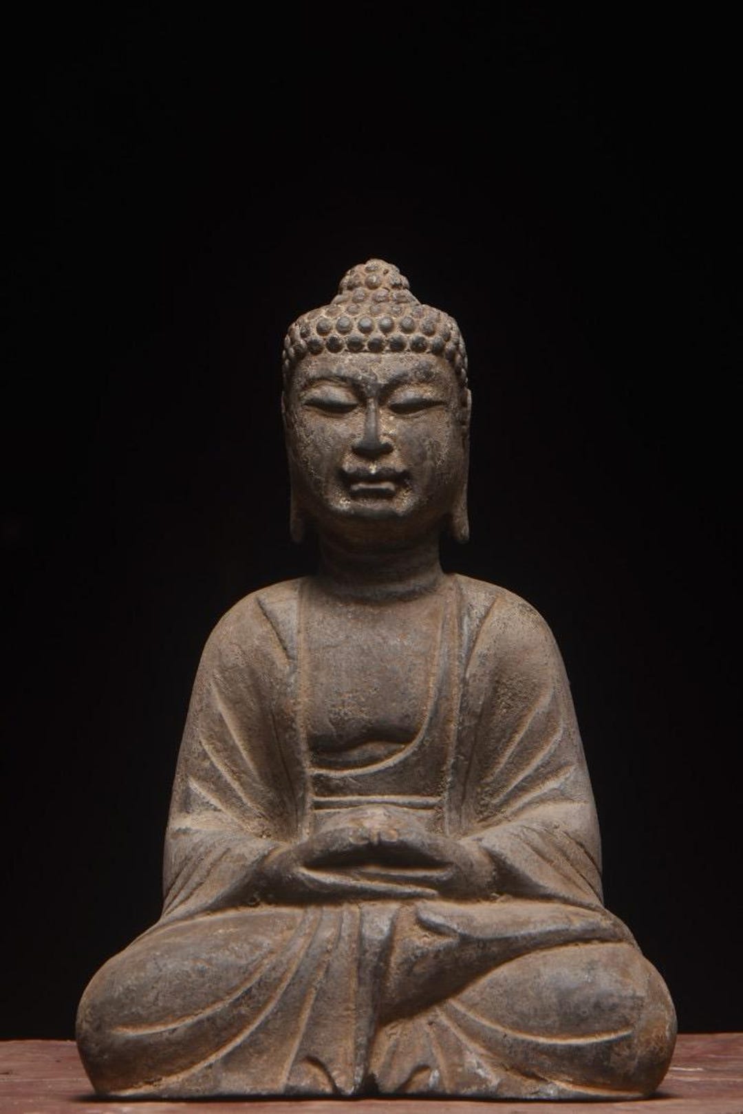 Chinese Antique Pure Hand-carved Exquisite Rare Bluestone Sakyamuni ...