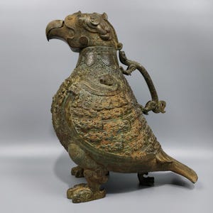 Chinese antique pure handmade exquisite rare bronze bird statue ornaments