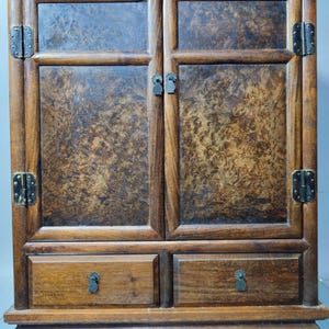 Chinese antique pure hand-carved large exquisite rare rosewood copper-clad double-opening cabinet ornaments