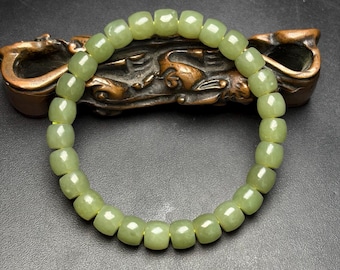 Exquisite hand carved Chinese white jade bracelets