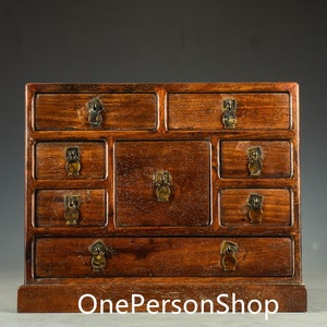 Chinese Antique Hand Carved Exquisite Rare Rosewood Chest of Eight Drawers Ornament