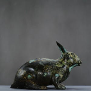 Chinese antique pure handmade exquisite rare bronze rabbit statue ornaments