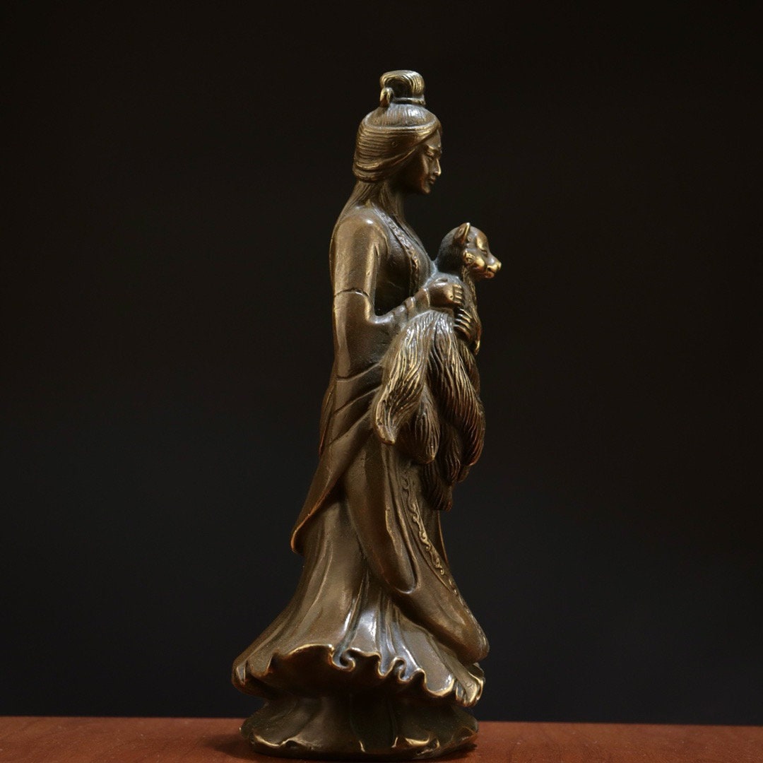 Copper Nine-tailed Fox Fairy Statue, Chinese Antiques Ornament - Etsy
