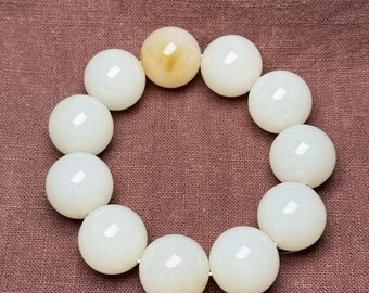 Beautiful and rare beaded bracelet handmade from Chinese white jade