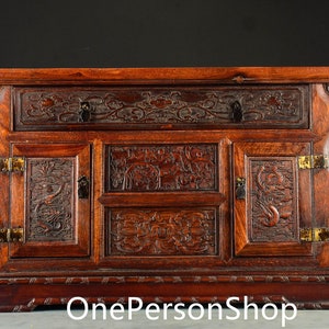 Chinese antique hand-carved exquisite rare rosewood dragon and phoenix table decoration