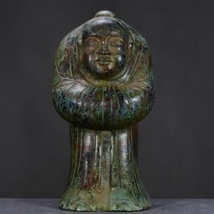 Chinese antique handmade exquisite rare bronze servant statue ornaments