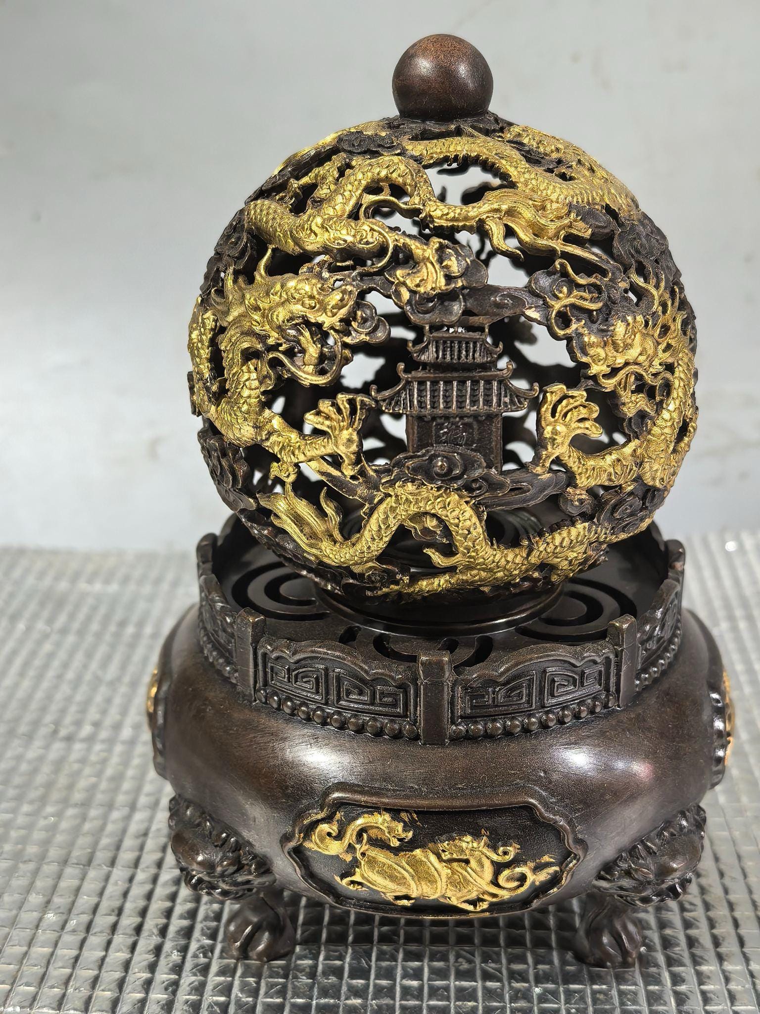 希少で精巧な手作りの中国アンティーク純銅製九回転龍香炉飾り - Etsy 日本
