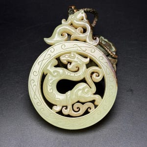 Chinese white jade pure hand-carved exquisite rare dragon jade pendant