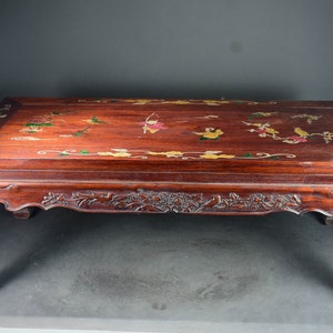 Chinese antique hand-carved large exquisite and rare rosewood inlaid shell heehee boy&#39;s piano table kang table coffee table ornaments