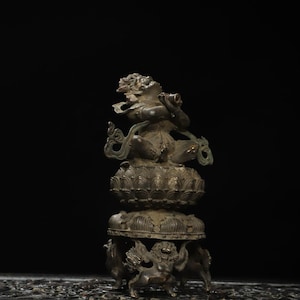 A rare and exquisite handcrafted Chinese antique copper Mahakala incense burner