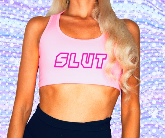 Slut Crop Top - Sports Bra - DDLG Clothing - BDSM - Bimbo girl - Bimbo doll  - Kawaii - Princess - Cute - Sex Clothing