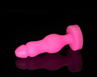 Pump 'FunSize'  - 3.5" Butt Plug | Platinum Cure Silicone Dildo | Skin Safe Fantasy Soft Sex Toy | Neon Pink | Medium-Soft Firmness