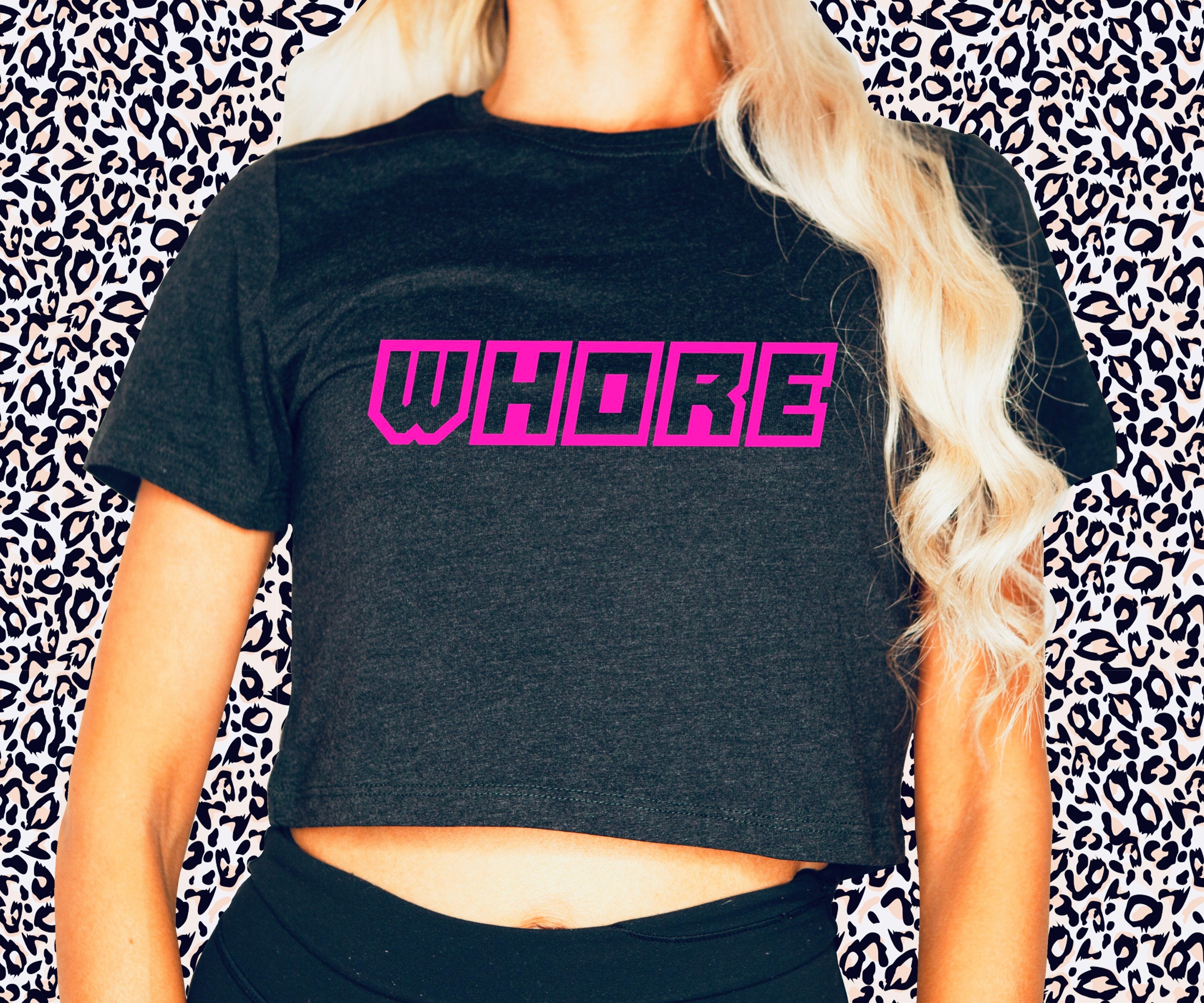 Whore Crop Top Sexy Pink DDLG Clothing BDSM Bimbo photo pic