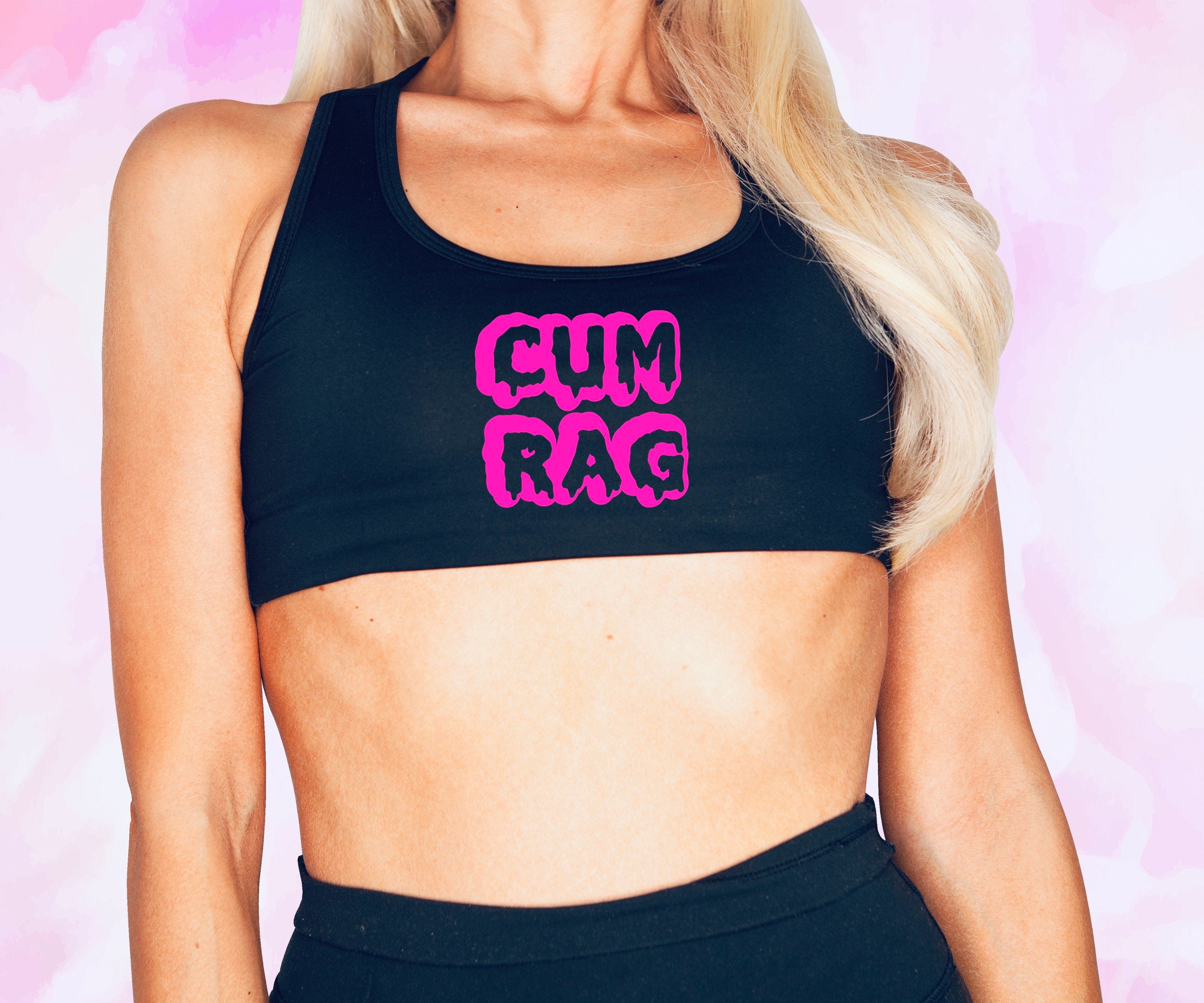 Cum Rag Crop Top Sports Bra DDLG Clothing BDSM Bimbo