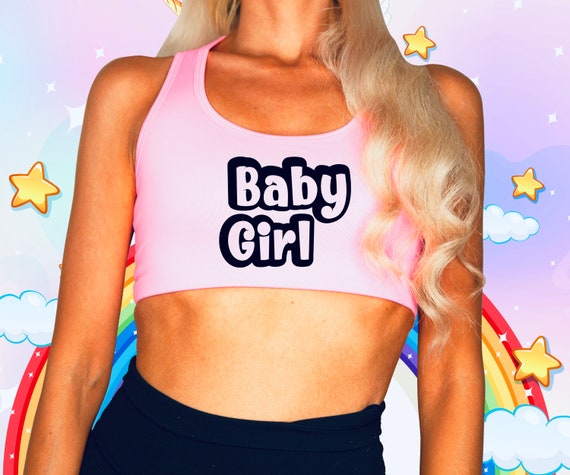 Baby Girl Crop Top - Sports Bra - Sexy - DDLG Clothing - BDSM - Bimbo Girl  - Bimbo Doll - Kawaii - Princess - Cute - Sex Clothing