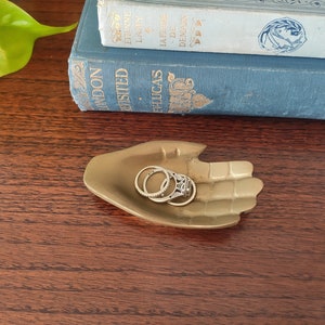 Brass hand trinket dish // vintage hand ring dish // hand-shaped catch all // vintage hand ashtray // brass ashtray // unique ring dish