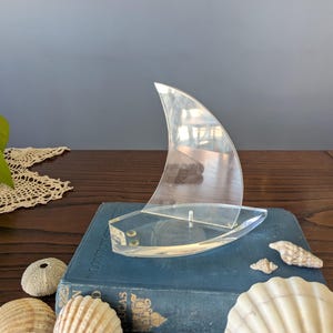 Acrylic sailboat statue / nautical ship decor / beach house decor / coastalcore / plastic sailboat figurine paperweight / artisan sailboat