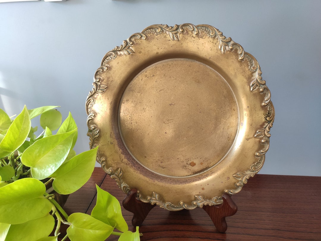 Decorative Brass Plate // Victorian Style Decor // Vintage Etsy