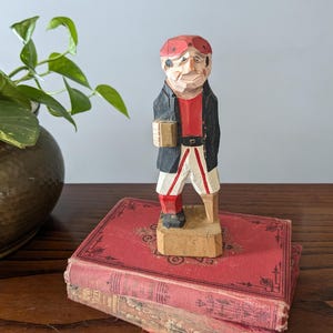 Hand-carved wooden pirate statue // nautical decor // pirate decor // old salt figurine // coastalcore // pirate party // peg leg pirate