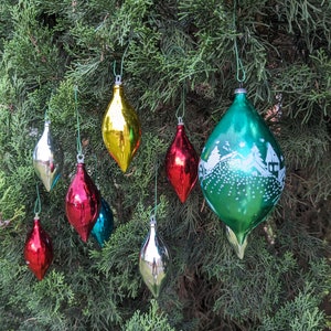 9 vintage droplet bauble Christmas ornaments // 1960s Christmas ornaments // vintage Christmas decor / colorful holiday decor / mid-century