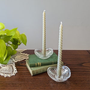 2 large crystal candle holders // clear cut glass candlestick bases // Vintage table decor // vintage wedding decor / valentines decor