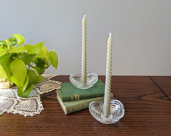 2 grandi portacandele in cristallo // basi per candelabri in vetro trasparente tagliato // decorazioni da tavola vintage // decorazioni per matrimoni vintage / decorazioni per San Valentino