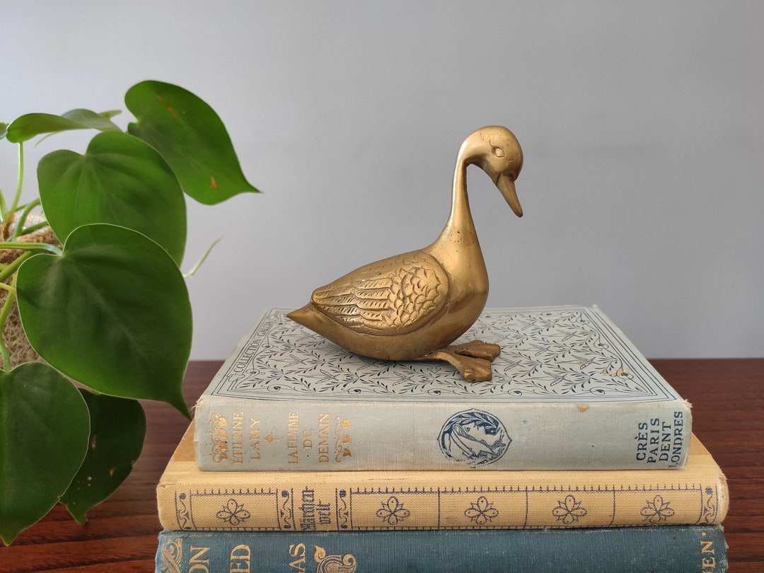 Solid Brass Goose Figurine // Vintage Brass Animal Figurine // Etsy