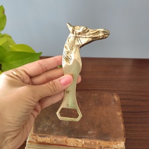 Brass horse bottle opener // vintage brass bottle opener // vintage barware // equestrian barware // horse theme party