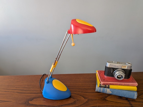 Postmodern table lamp // vintage table lamp // colorful retro lamp / 80s pop art desk lamp / Swedish articulating lamp / European table lamp