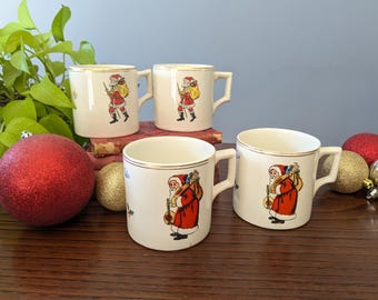 4 vintage Santa mugs // vintage holiday mug // vintage Christmas mug // hot chocolate mug // Christmas gift mug // European Santa mug
