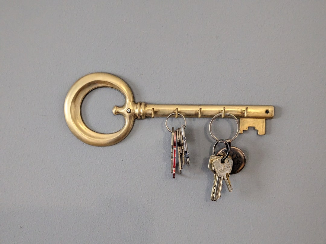 Vintage Brass Key Holder // Keyshape Key Rack // Large Brass Skeleton