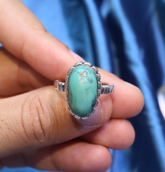 Authentic Antique turquoise ring with 925 silver … - image 1