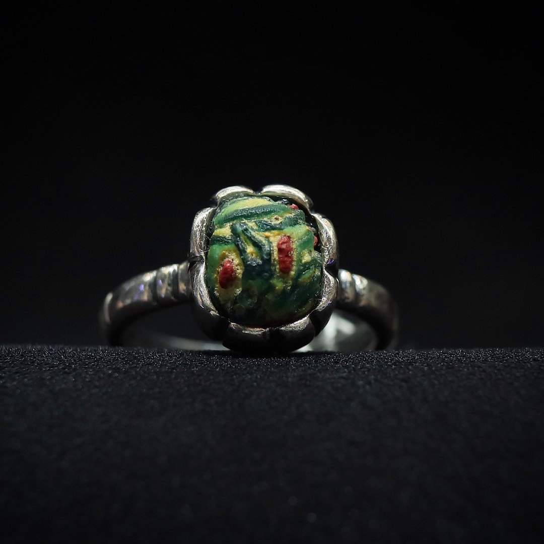 Antique Roman Glass Ring | Gabri Eye Mosaic, Sterling Silver - Etsy