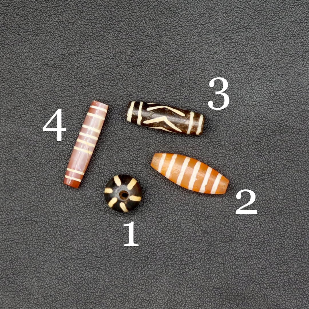 Antique Beads Etched Carnelian Pumtek Line Bead Etsy