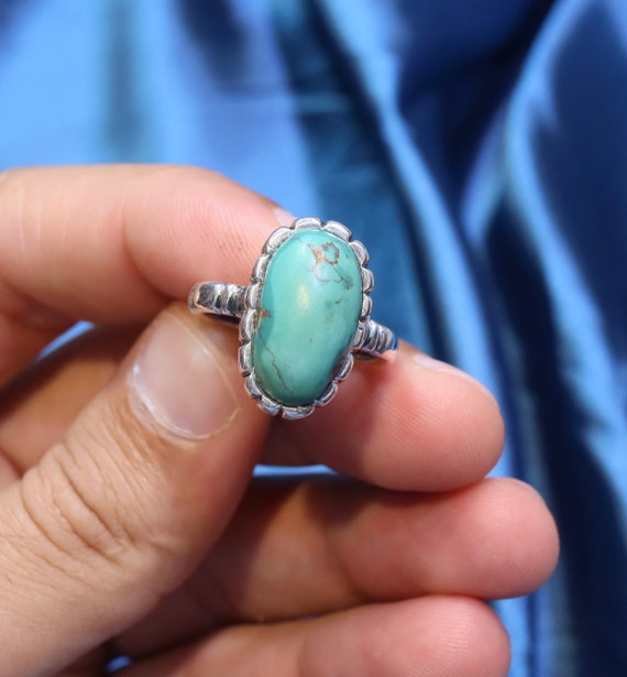 Authentic Antique turquoise ring with 925 silver … - image 5