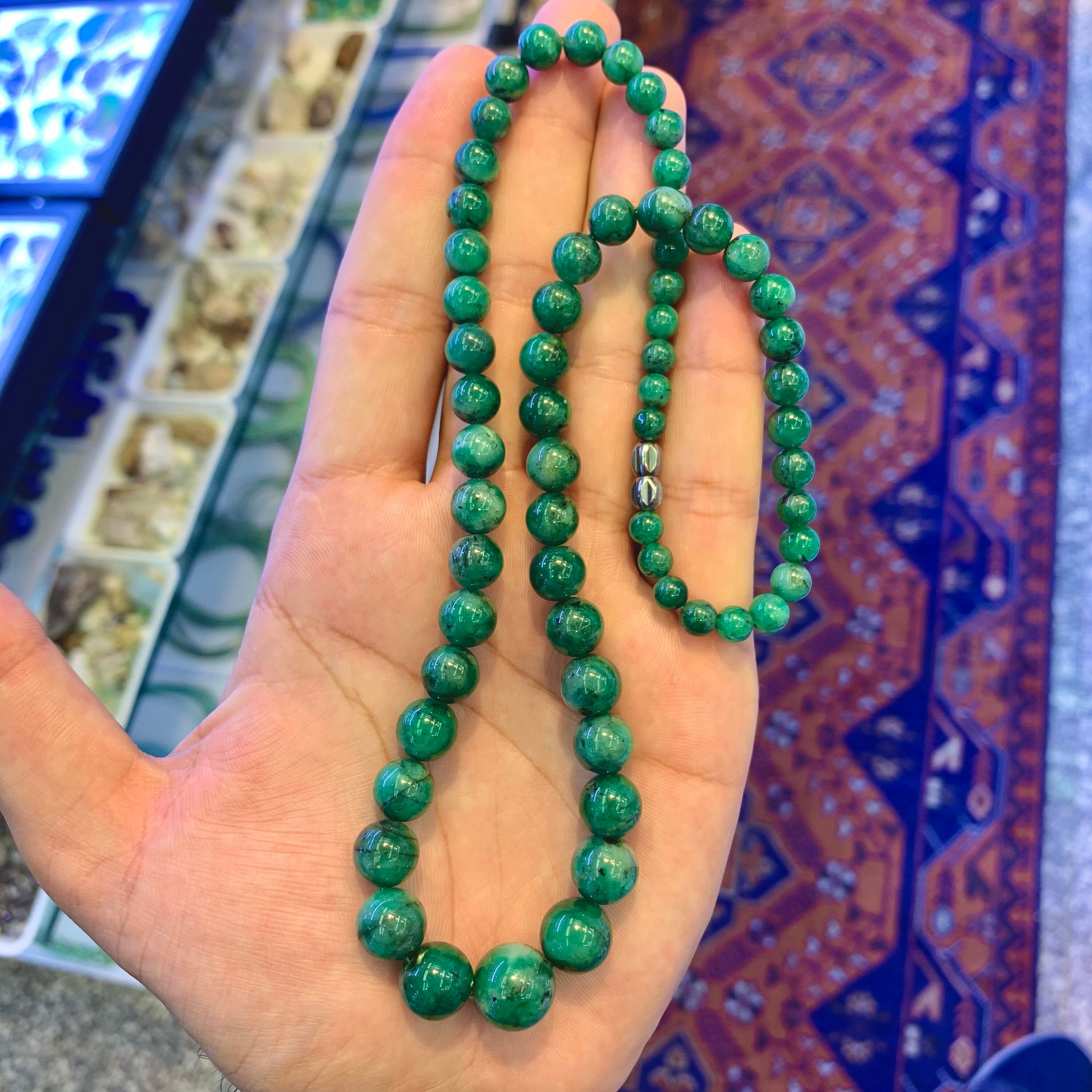 Natural emerald necklace 13-5.5 mm 48 grams | Etsy