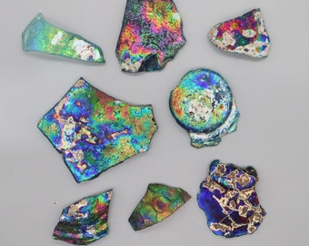 Antique Roman glass pieces (Lot 8pcs) (Rare color) (authentic ancient glass)