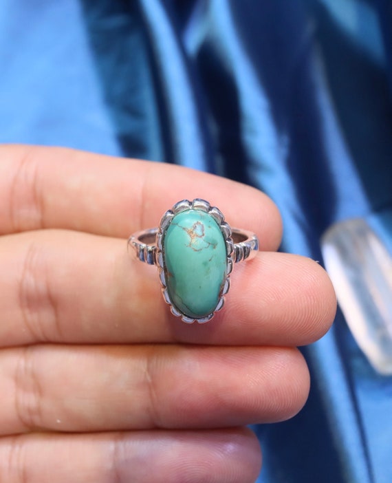 Authentic Antique turquoise ring with 925 silver … - image 7