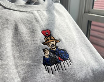 Embroidered Bad Bunny Halloween Sweatshirt: Spooky Michael Myers Style