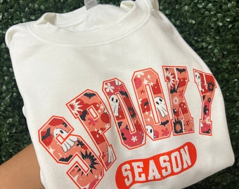 Halloween spooky ghost Sweater-Printed Sweatshirt-Cozy Spooky Sweater