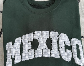 Your Country Name Sweatshirt – Custom Embroidery with Detailed Mesh Letters | Vintage-Inspired Sporty Crewneck