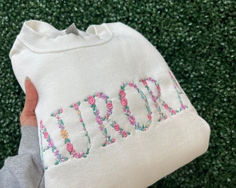 Custom Flower Sweater-Personalized Sweater-Flower font sweater