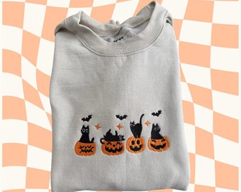 Spooky Pumpkin Cats Sweater-Cute Halloween Cat Sweater