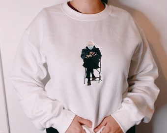 Bernie Sanders Mittens Embroidery Sweater