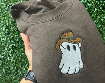 Embroidered Ghost Cowboy Sweatshirt - Halloween Western Wear