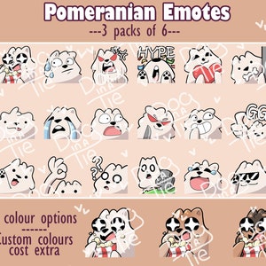 Pomeranian Emote Packs | Twitch and Discord | 3 packs | 18 Total Emotes | Multiple Colour Options