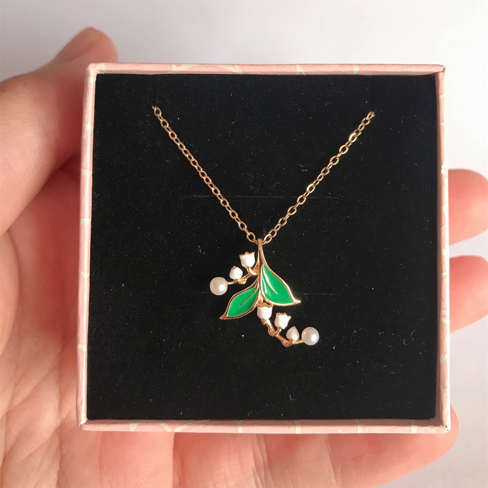 Lily of the Valley Necklace May Birth Flower Bridal Flower Etsy