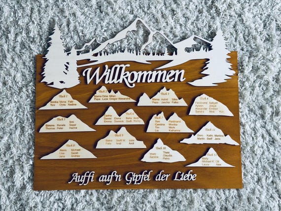 Sitzplan Hochzeit Berge Berggipfel Reisen Wandern Gästeplan Gästeliste